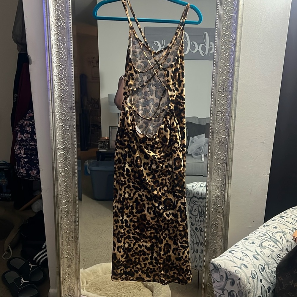 Leopard open back dress